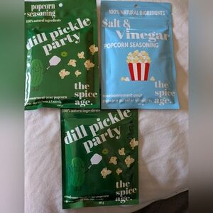 Popcorn Seasonings Set Of 3 Dill Pickle And Salt And Vinegar The Spice Age New